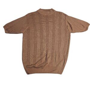 Vitali Cable Knit Shirt Vintage 1990s Academia Retro Clubwear Mens Medium